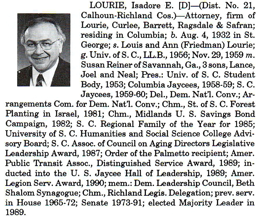 Senator Isadore E. Lourie biography