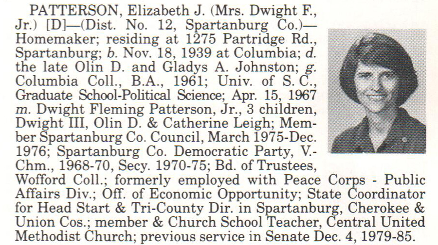 Senator Elizabeth J. Patterson biography
