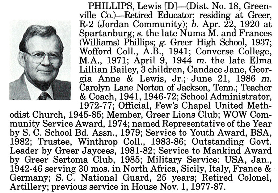 Representative Lewis Phillips biography