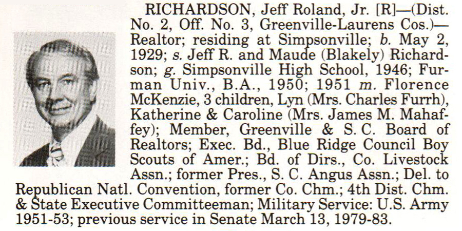 Senator Jeff Roland Richardson, Jr. biography