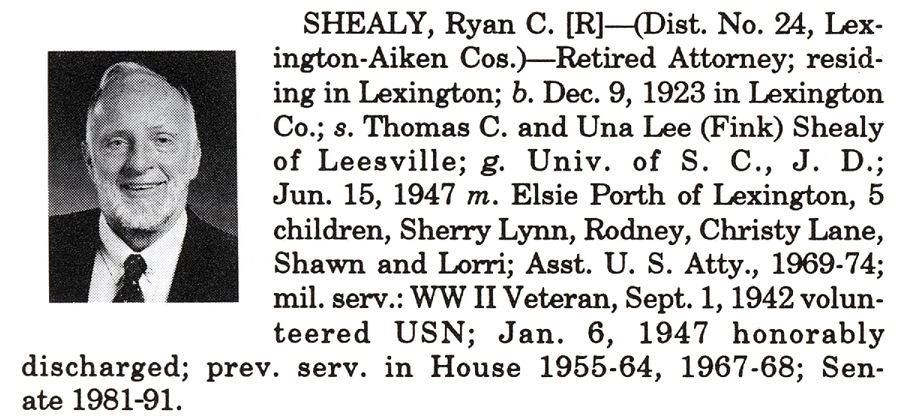 Senator Ryan C. Shealy biography