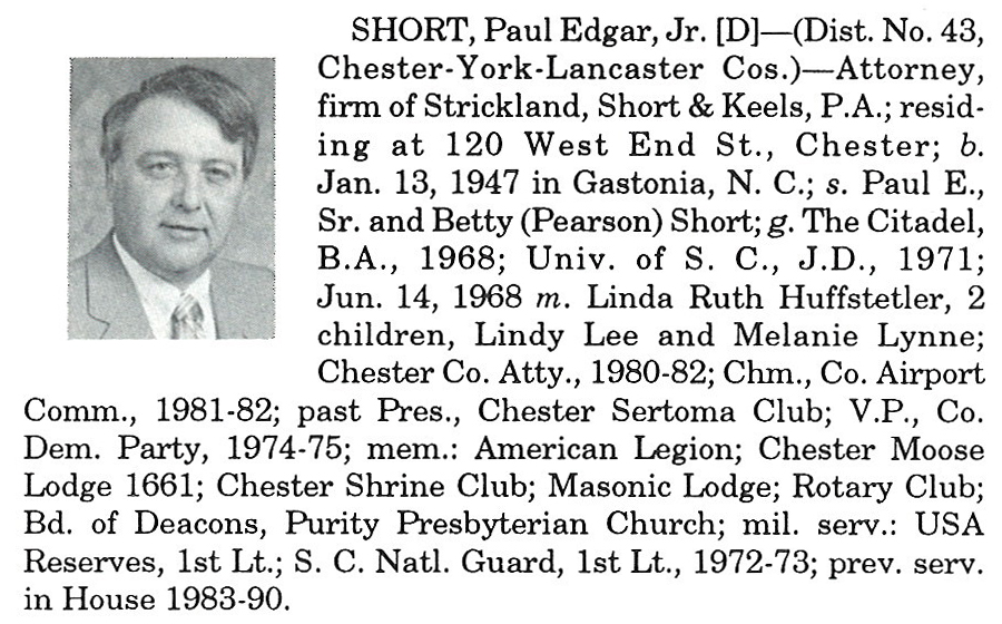 Representative Paul Edgar Short, Jr. biography