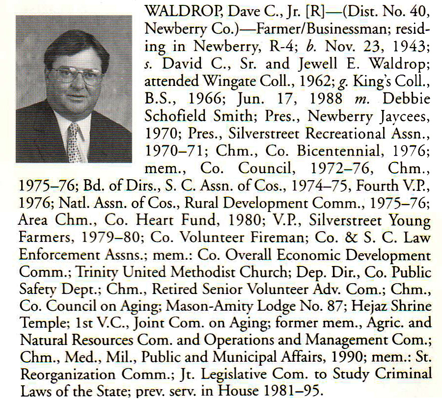Representative Dave C. Waldrop, Jr. biography