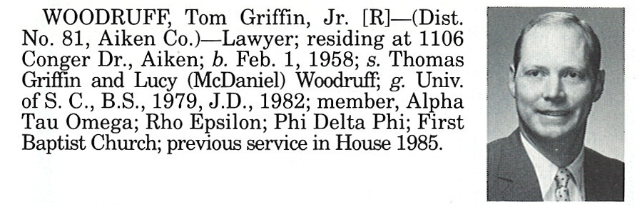 Representative Tom Griffin Woodruff, Jr. biography