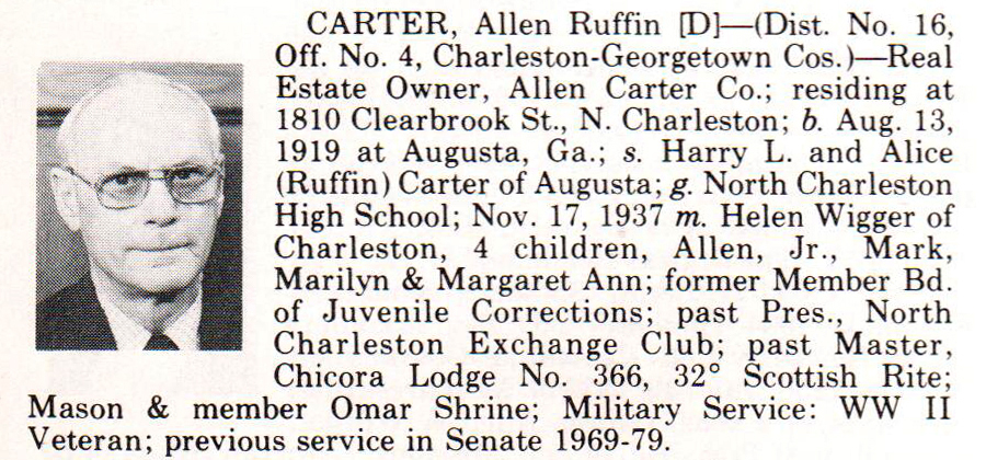 Senator Allen Ruffin Carter biography