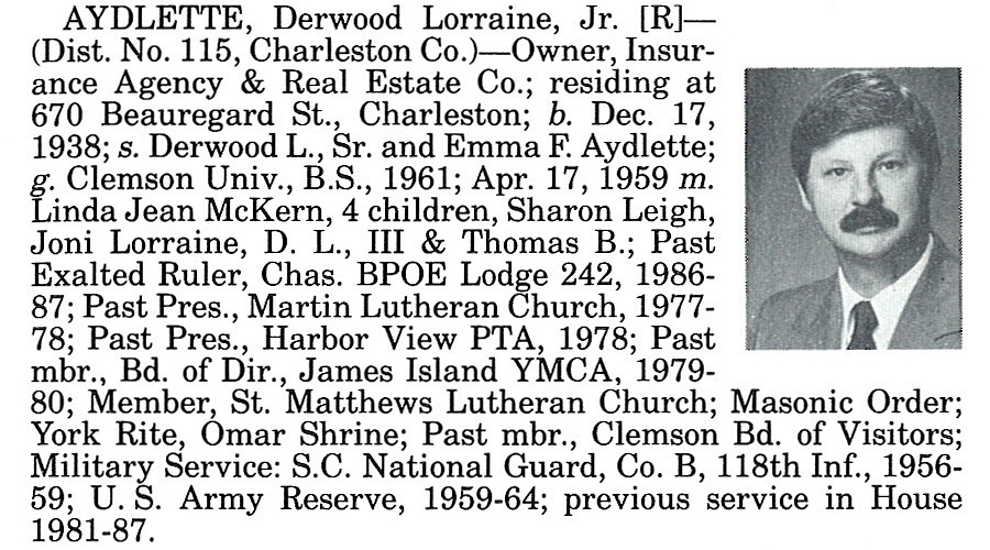 Representative Derwood Lorraine Aydlette, Jr. biography