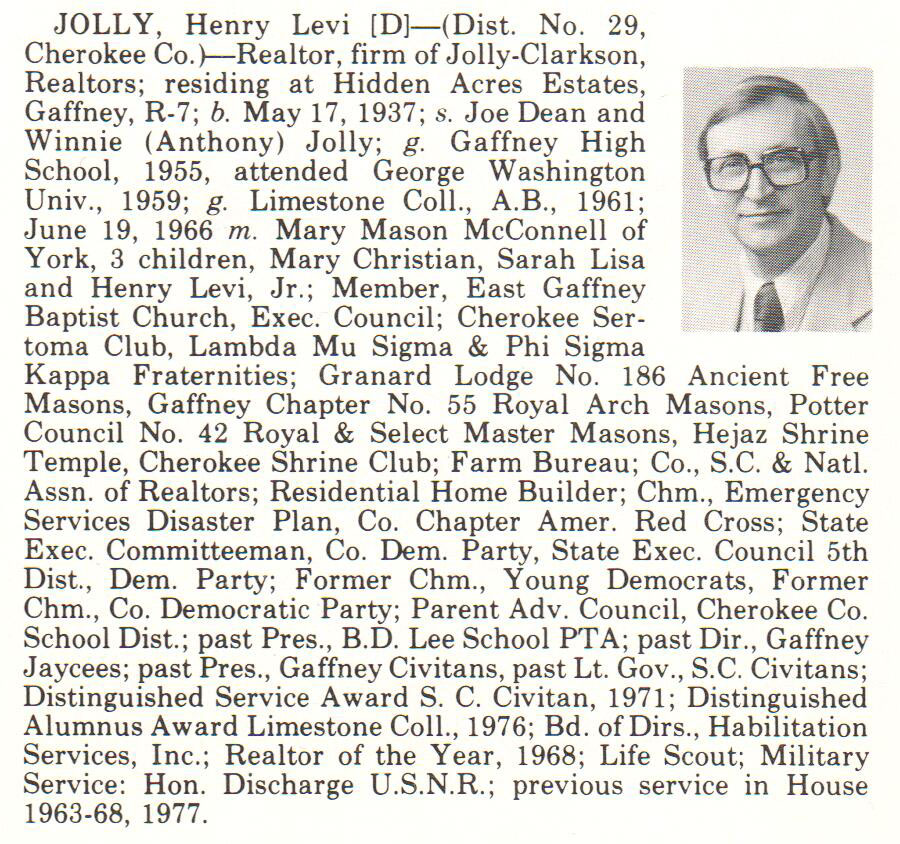 Representative Henry Levi Jolly biography