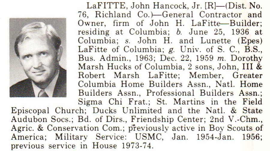 Representative John Hancock LaFitte, Jr. biography