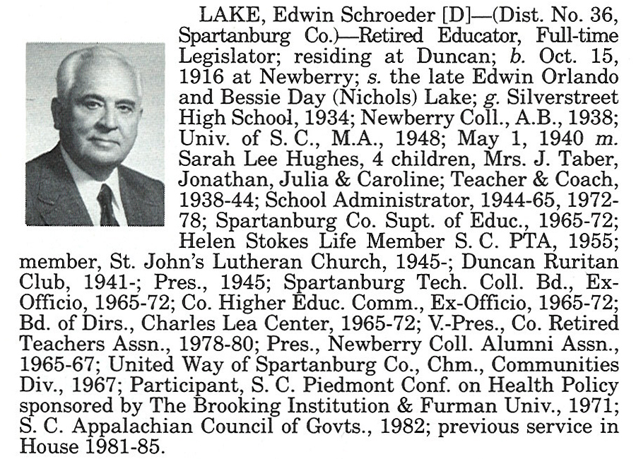 Representative Edwin Schroeder Lake biography