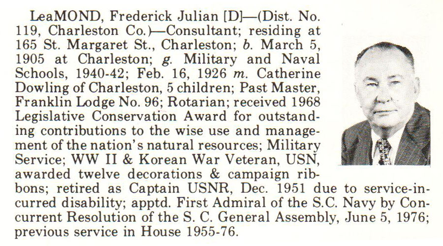 Representative Fredrick Julian LeaMond biography