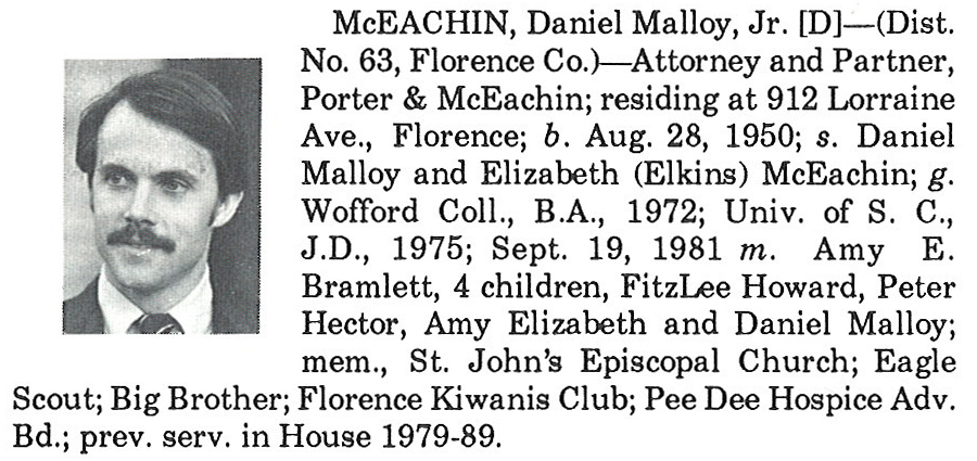 Representative Daniel Malloy McEachin, Jr. biography