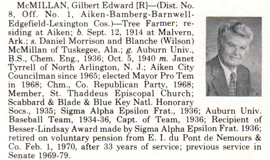 Senator Gilbert Edward McMillan biography