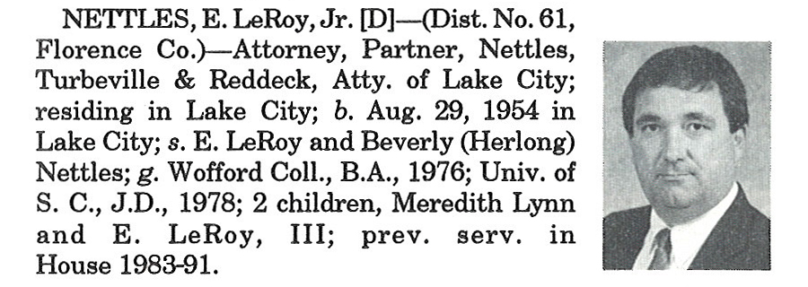 Representative E. LeRoy Nettles, Jr. biography