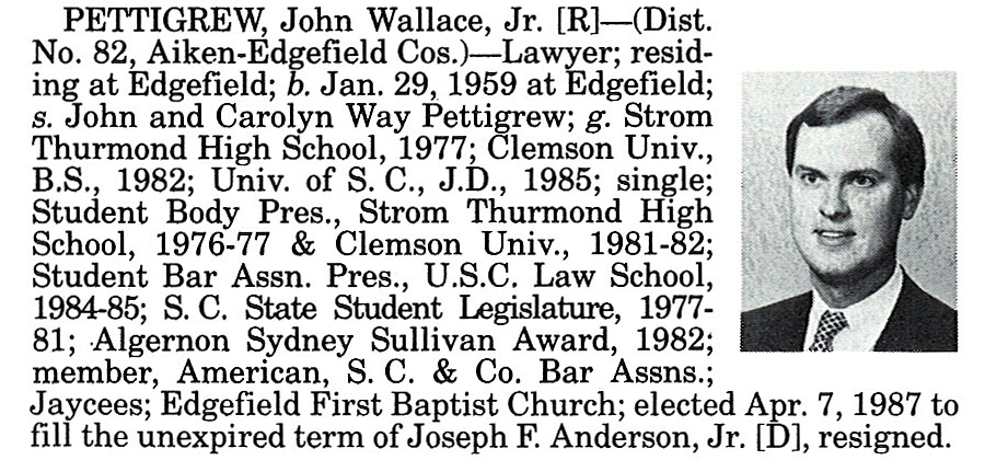 Representative John Wallace Pettigrew, Jr. biography