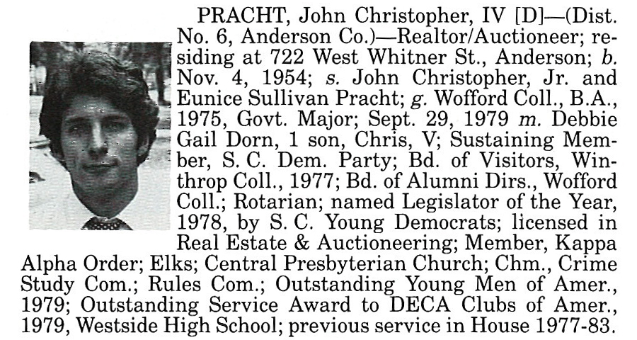 Representative John Christopher Pracht, IV biography