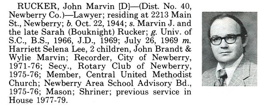 Representative John Marvin Rucker biography