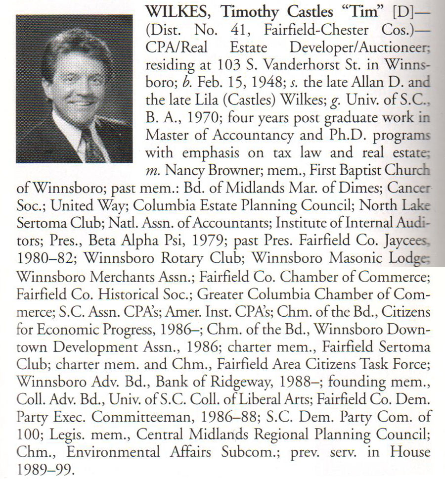 Representative Timothy Castles "Tim" Wilkes biography