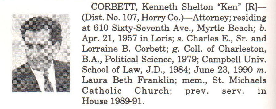 Representative Kenneth Shelton "Ken" Corbett biography