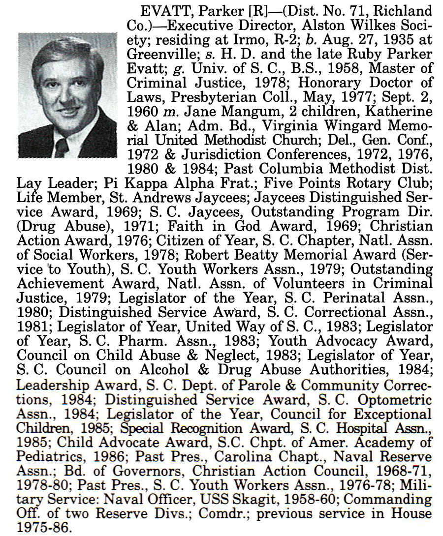 Representative Parker Evatt biography