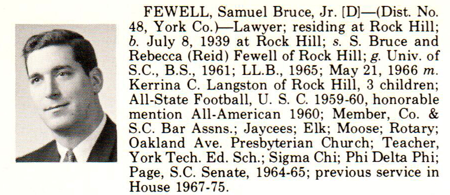 Representative Samuel Bruce Fewell, Jr. biography