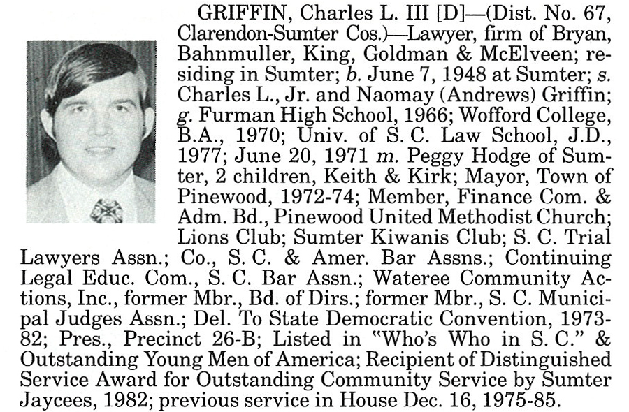 Representative Charles L. Griffin III biography