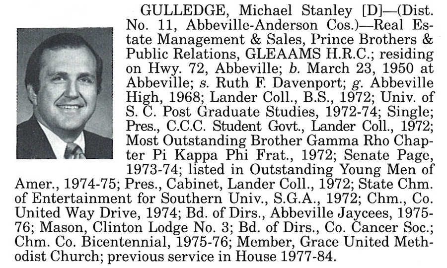 Representative Michael Stanley Gulledge biography