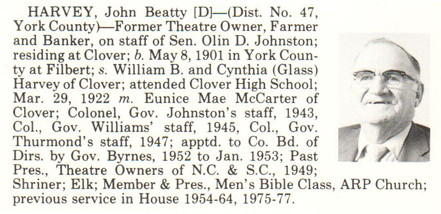 Representative John Betty Harvey biography