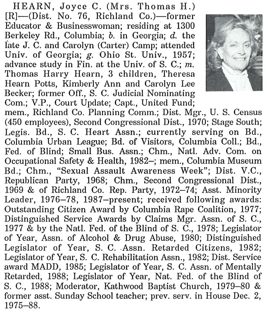 Representative Joyce C. Hearn biography