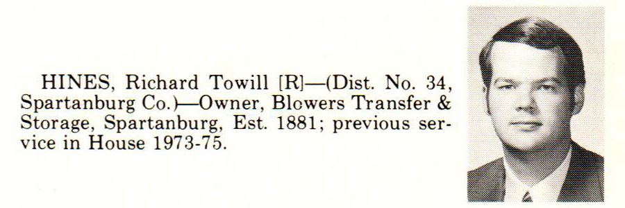 Representative Richard Towill Hines biography