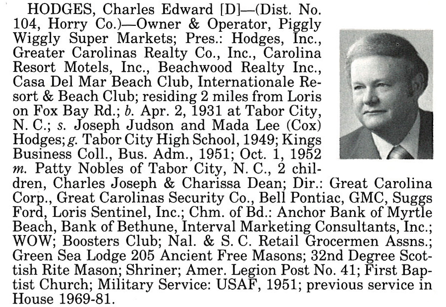 Representative Charles Edward Hodges biography