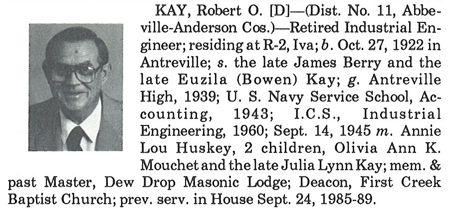 Representative Robert O. Kay biography